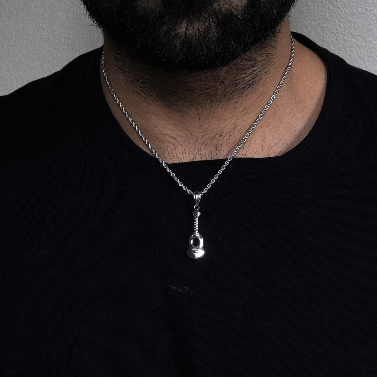 Guitar Pendant - Silver
