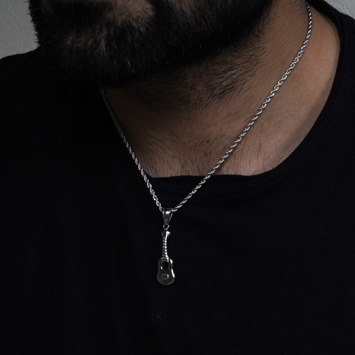 Guitar Pendant - Silver