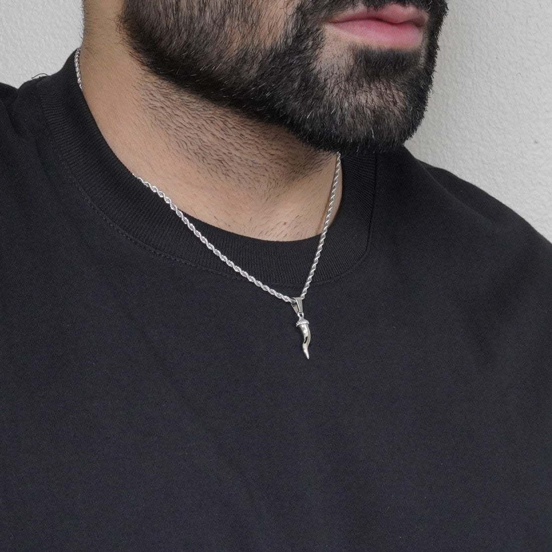Italian Horn Pendant - Silver