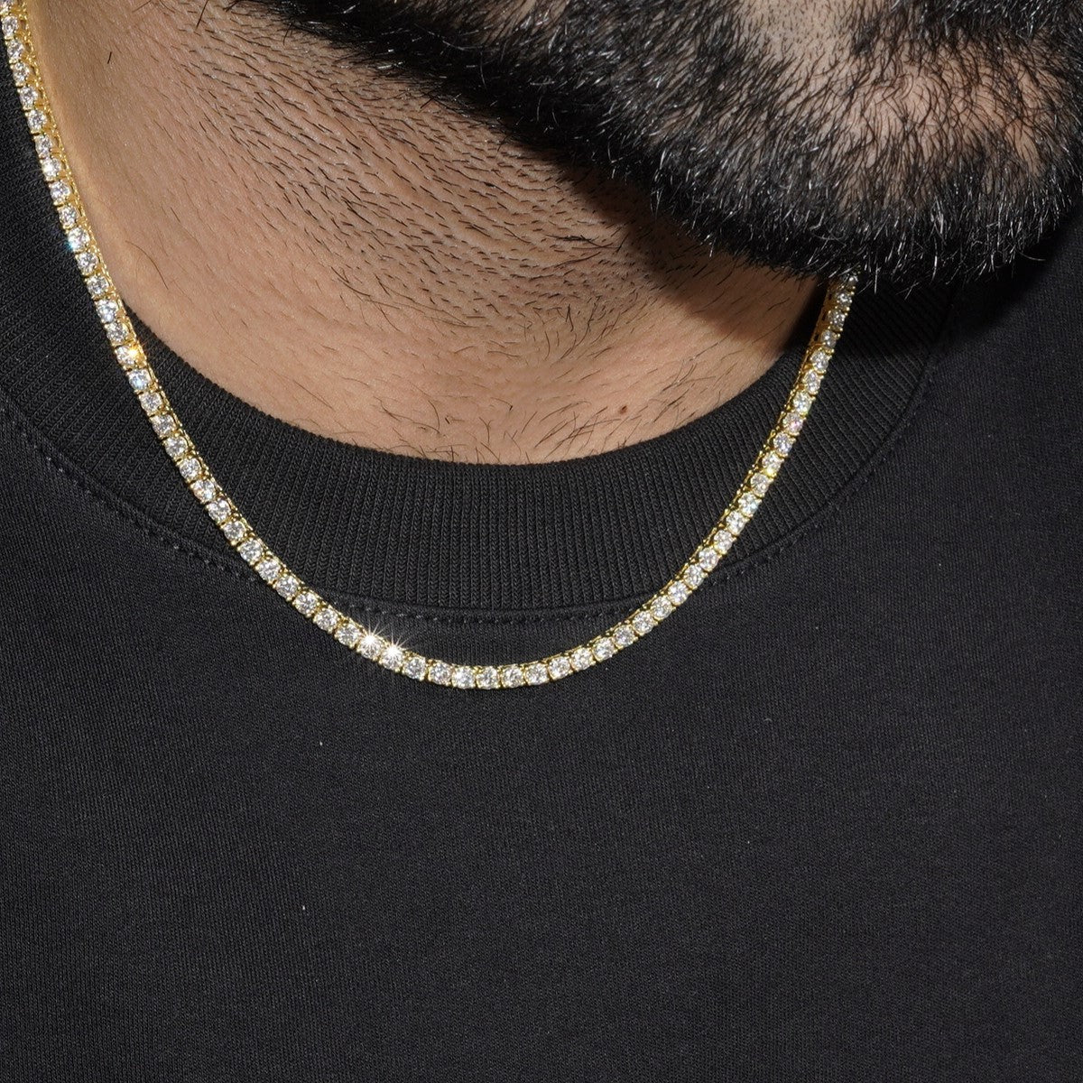 MOISSANITE TENNIS CHAIN - GOLD (3MM)