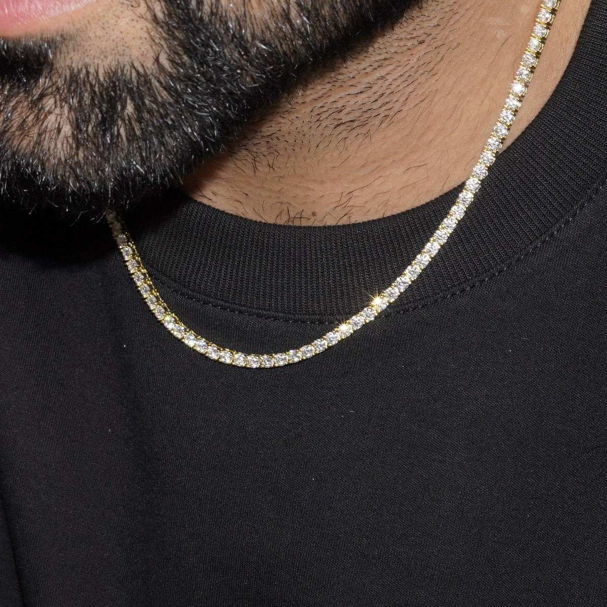 MOISSANITE TENNIS CHAIN - GOLD (3MM)