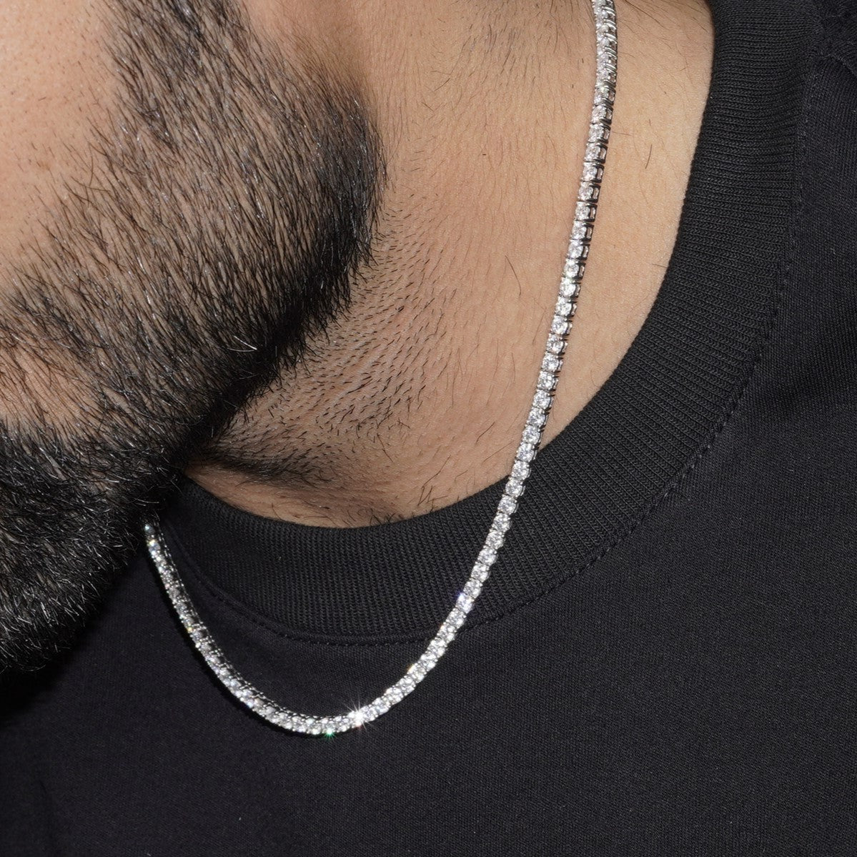 MOISSANITE TENNIS CHAIN - SILVER (3MM)