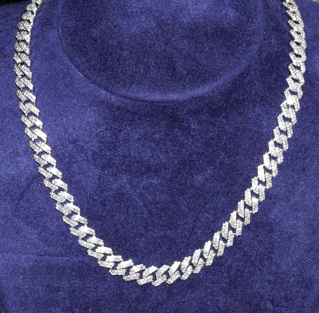 Moissanite Cuban Chain - 8mm(silver)