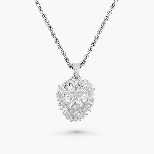 Lion Head Pendant - Silver