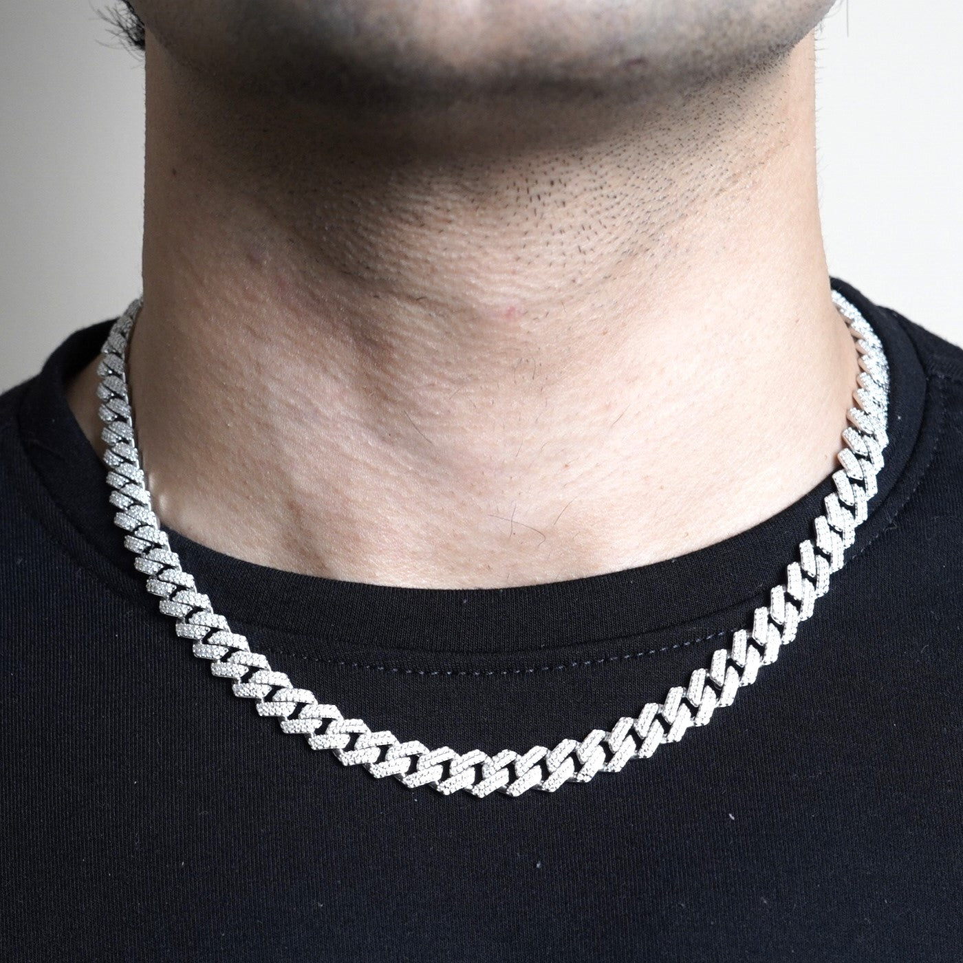 Moissanite Cuban Chain - 8mm(silver)