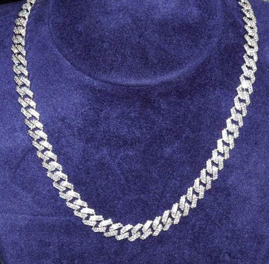 Moissanite Cuban Chain - 8mm(silver)