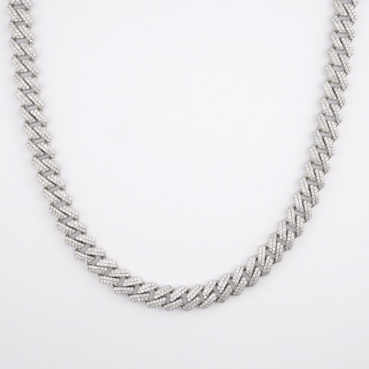 Moissanite Cuban Chain - 8mm(silver)