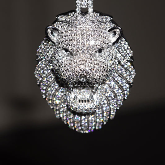 Moissanite Lion Pendant (Silver)
