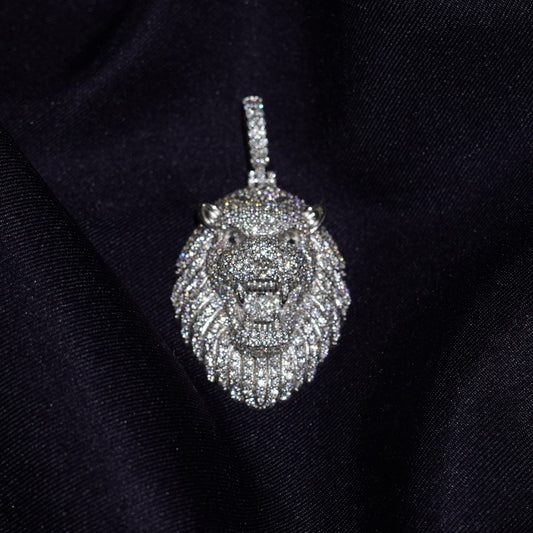 Moissanite Lion Pendant (Silver)