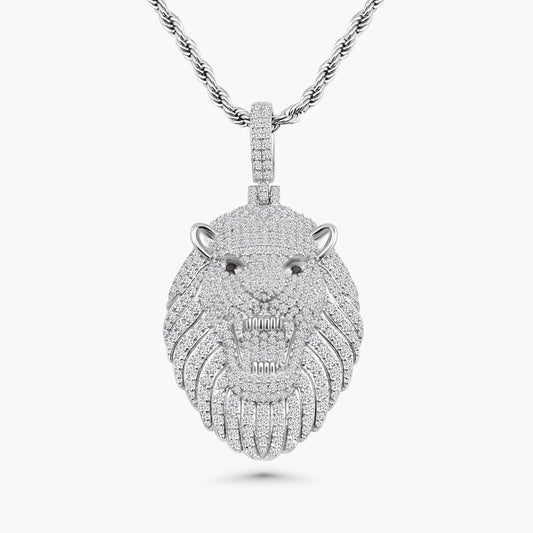 Moissanite Lion Pendant (Silver)